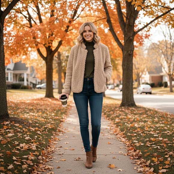 DEMOCRACY Faux Fur Mongolian Curly Lamb Teddy Jacket - Picture 9 of 12